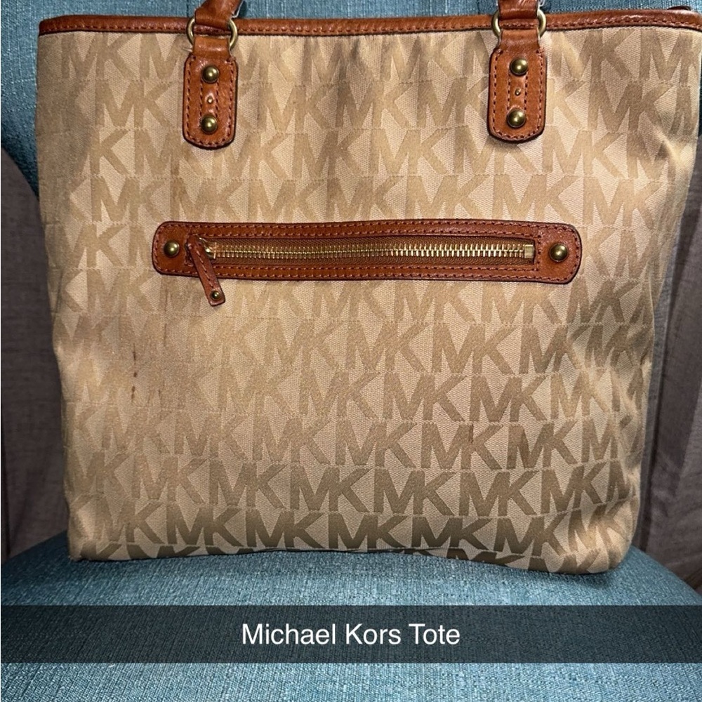 Authentic Michael Kors Beige and Brown Tote